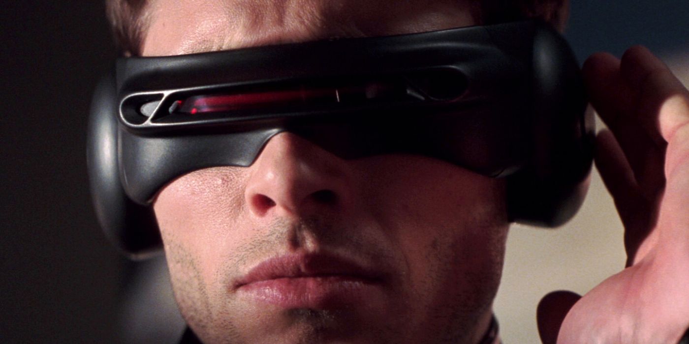 James Marsden como Cíclope Scott Summers con su visor de rubí de cuarzo en X-Men