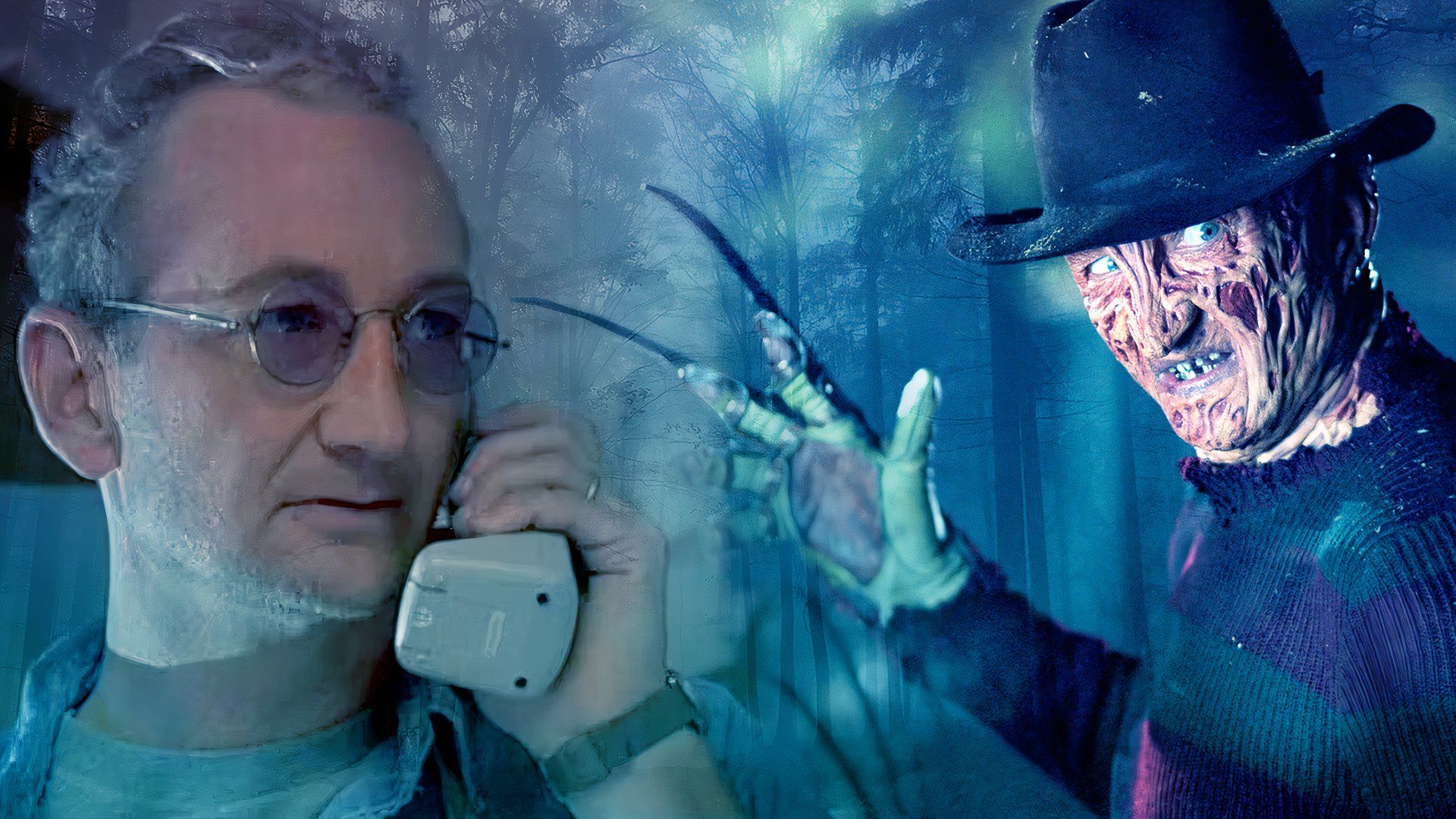 Robert Englund y Freddy Krueger en Pesadilla en Elm Street