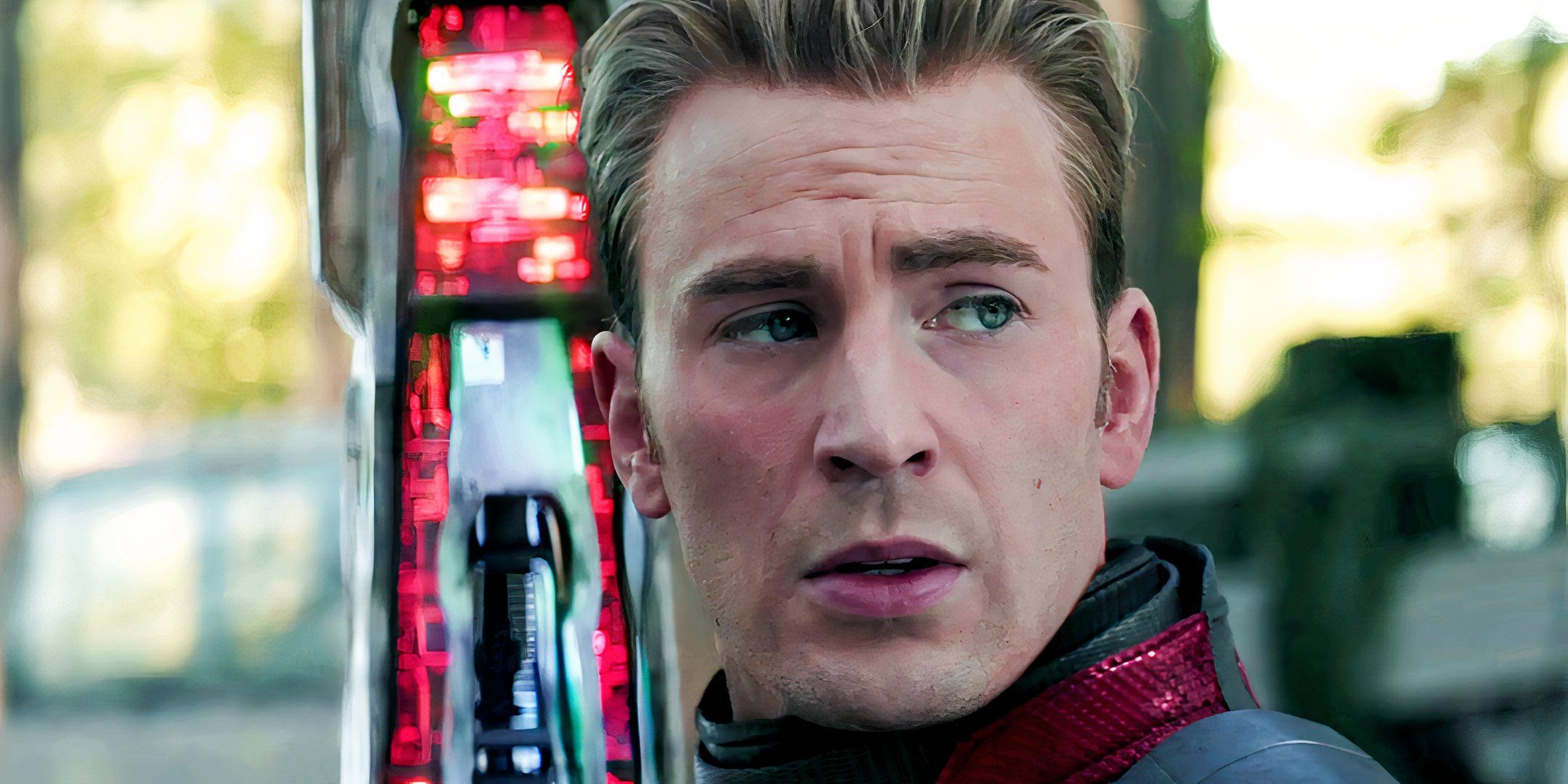 Steve Rogers Capitán América en la máquina del tiempo en Avengers Endgame